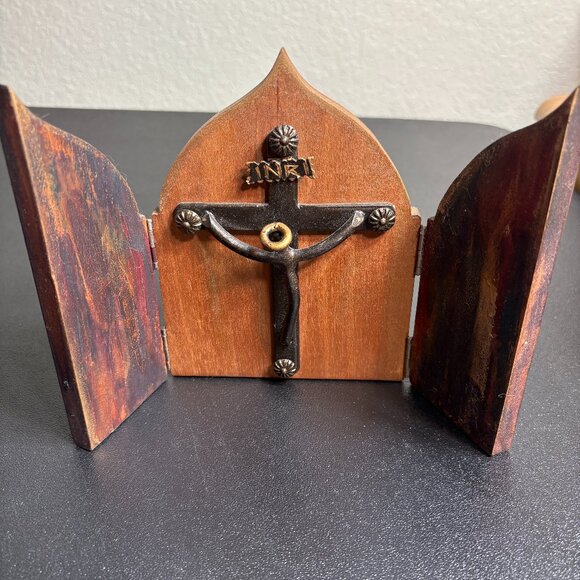 Vintage Wood and Metal Primitive Crucifix handmade Barquisimeto Venezuela - Picture 1 of 7